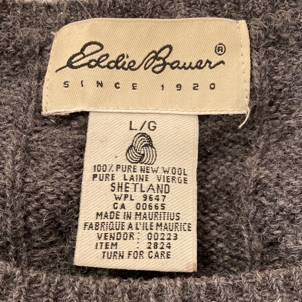 Eddie Bauer Charcoal Cable Knit Crewneck Sweater - Picture 2 of 3